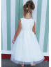 Ivory Sleeveless Lace Tulle Flower Girl Dress